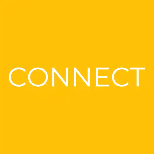 the word CONNECT on a gold background