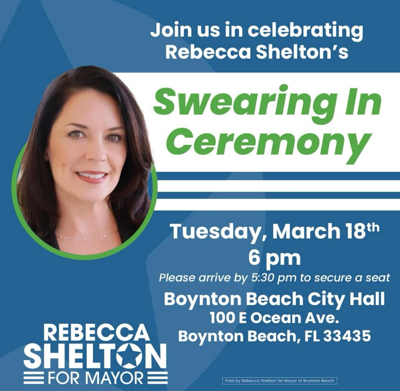 Swearing In Ceremony for Mayor-Elect Rebecca Shelton